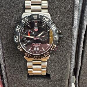 Tag Heuer Black Dial Silver Bracelet Watch